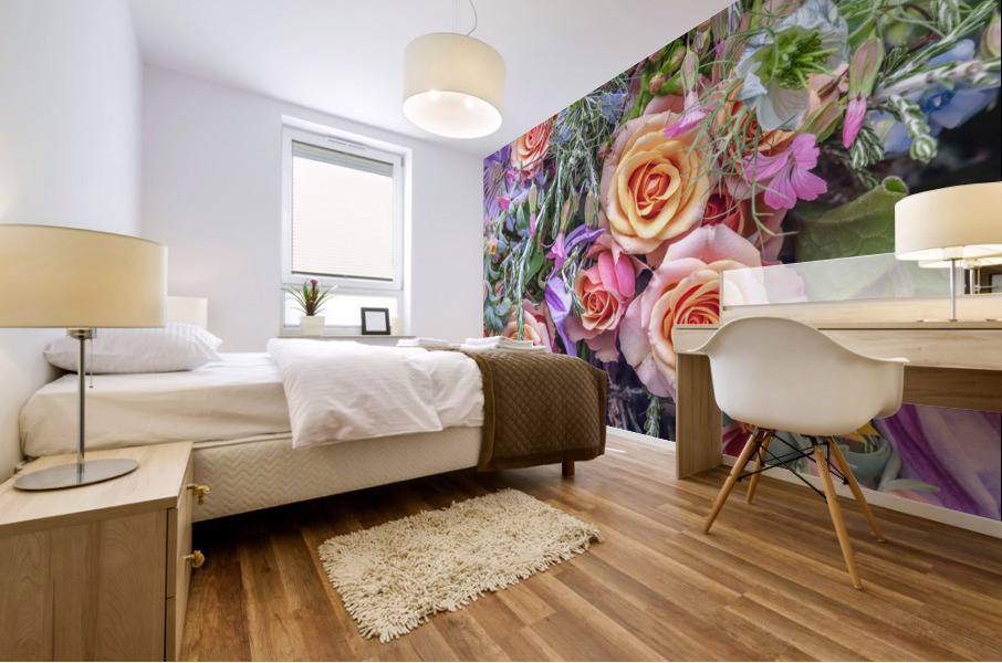 Roses and mixed flowers Mural print