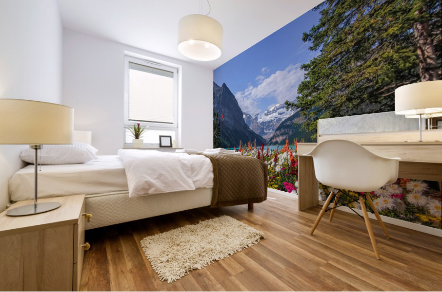 Lake Lorraine with Flowers Mural print
