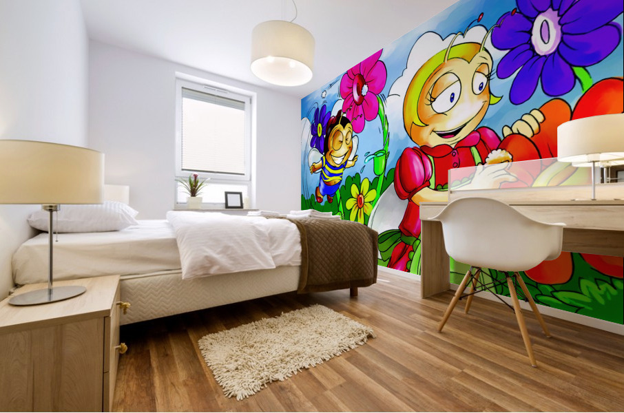 Mother Bee at Work - Bugville Critters Mural print