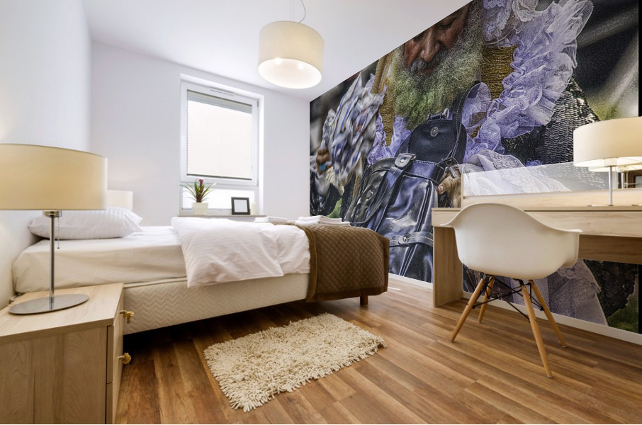 man in lace Mural print