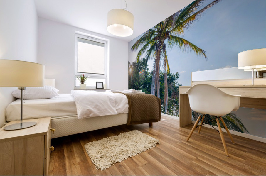 Palm Tree and Sun Star Mural print