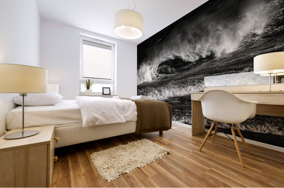 Surfs Up Ocean City in Black and White Mural print