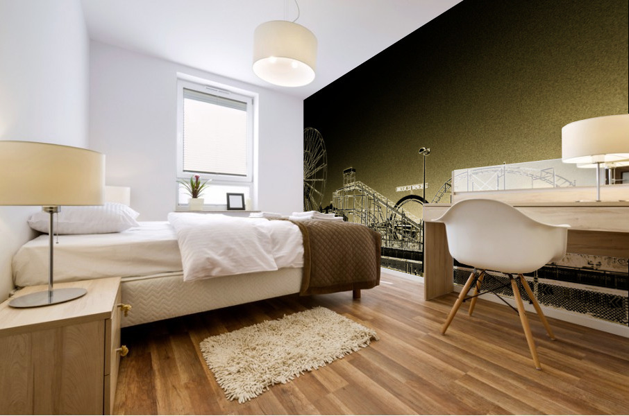 Deserted Ocean City Amusement Pier Painted Gold Mural print