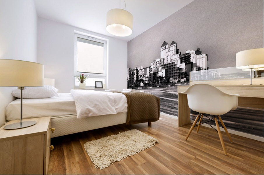 Ocean City Vacant Beach in Black and White Mural print