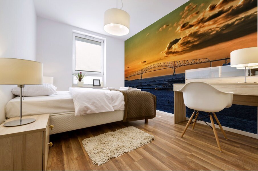 Francis Scott Key Bridge Sunrise Silhouette Mural print