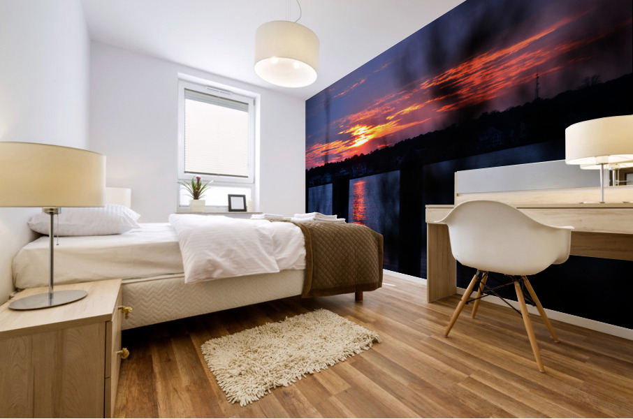 Sunset over the  St. Martin River Mural print