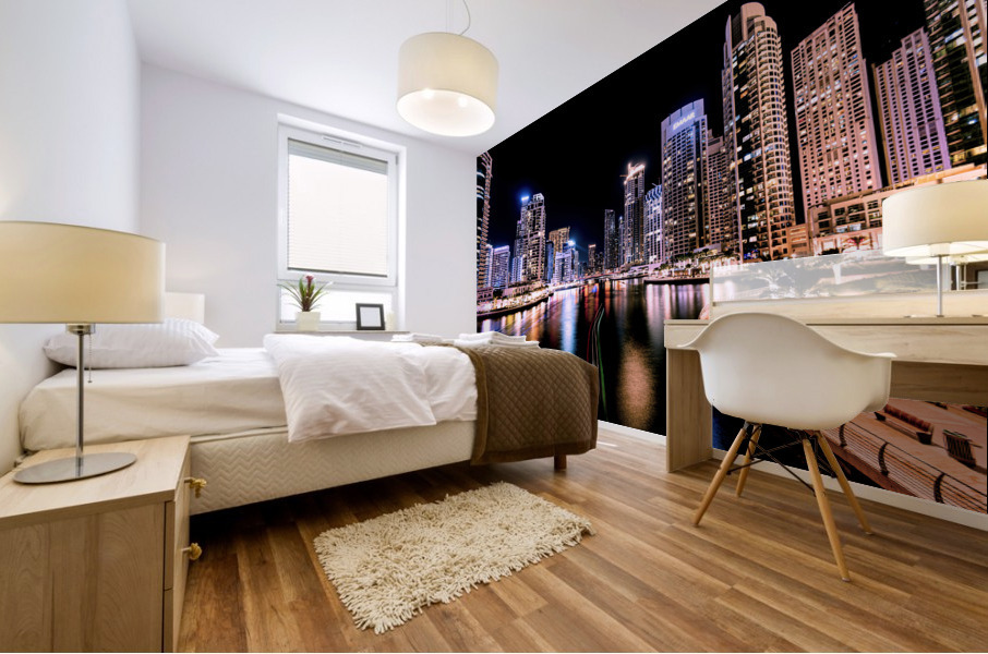 dubai marina by night  0200 Mural print