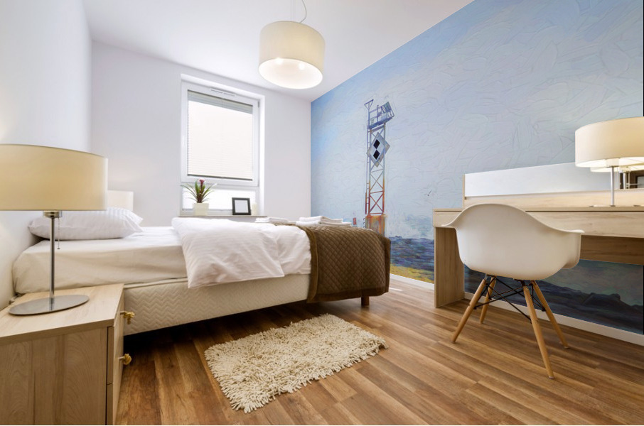 Ocean City Inlet Jetty Light Marker Impressionistic Mural print