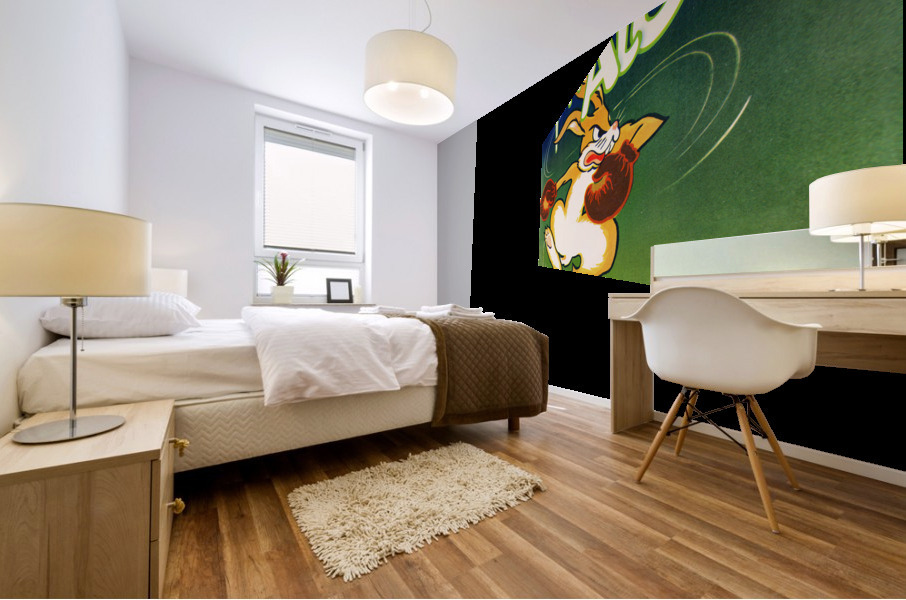 Vintage Up N Atom Boxing Bunny Cartoon Art Mural print