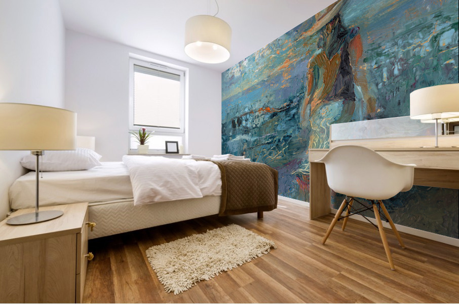 Woman on a Twilight Beach Mural print