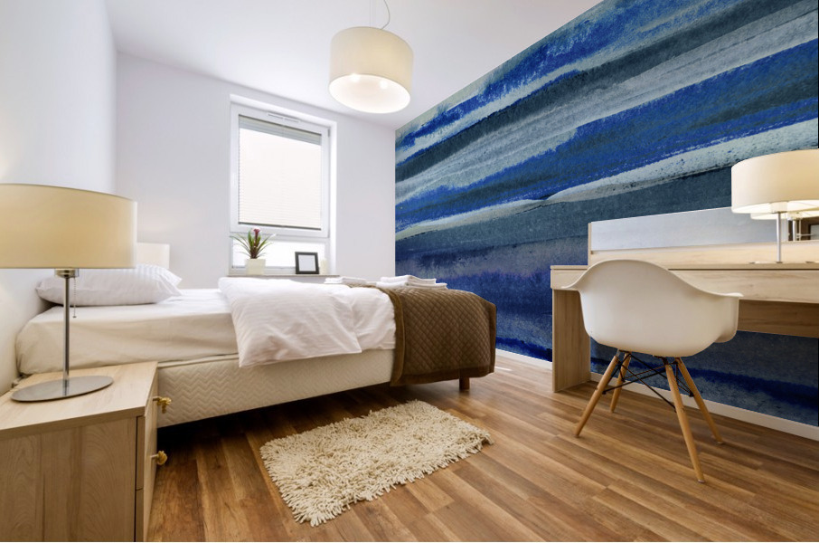 Ocean And Sea Beach Coastal Art Organic Watercolor Abstract Lines III Mural print