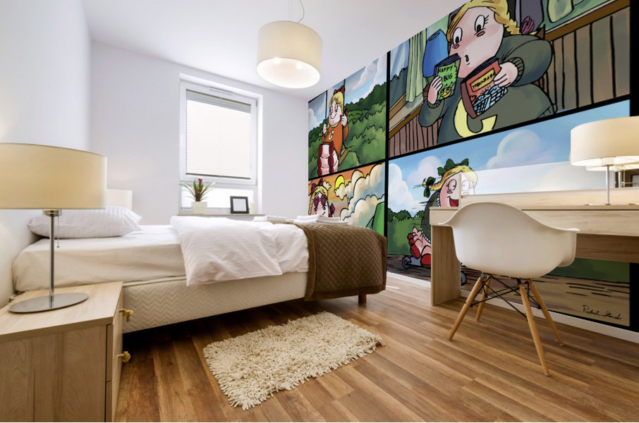 Cat the Caterpillar in Action   4 panel Favorites for Kids Room and Nursery   Bugville Critters Mural print