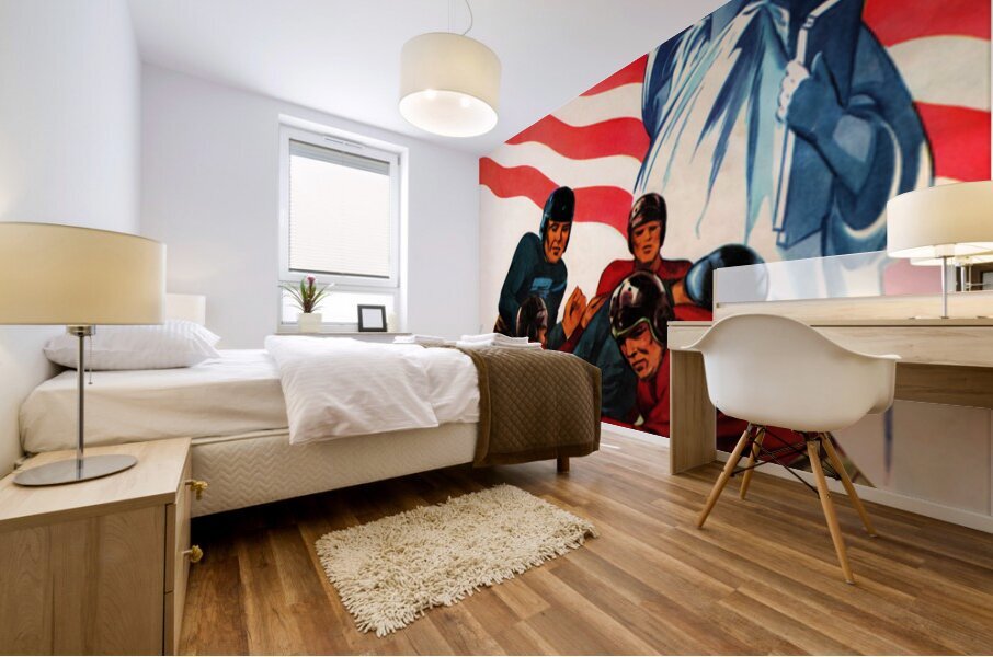 1945 Patriotic World War II Era Football Art Mural print