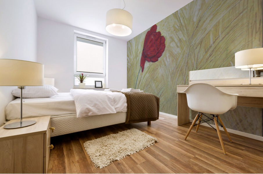 one red flower Mural print