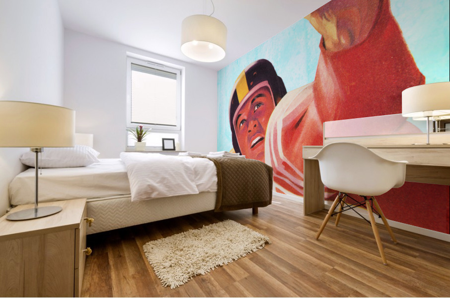 Light Blue Sky Art Quarterback Mural print