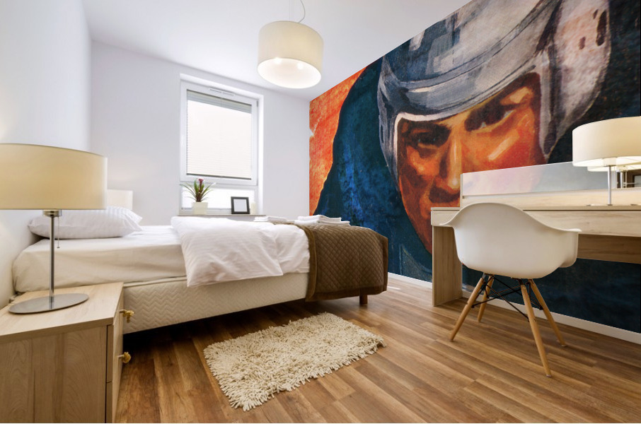 1946 Orange and Blue Vintage Football Player Art  Mural print