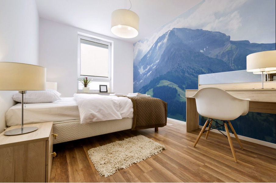 Alpine VIllage in the Mountains in Switzerland Mural print