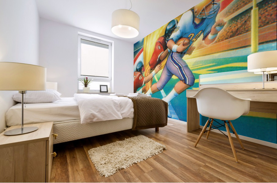 1986 Retro Football Touchdown Art  Mural print