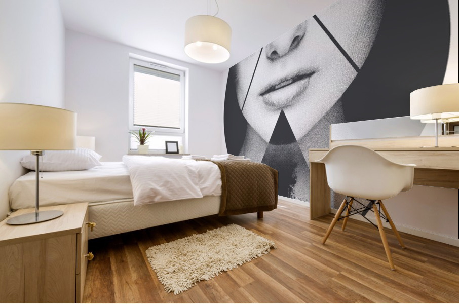 Double Exposure of a Woman and City Street Mural print