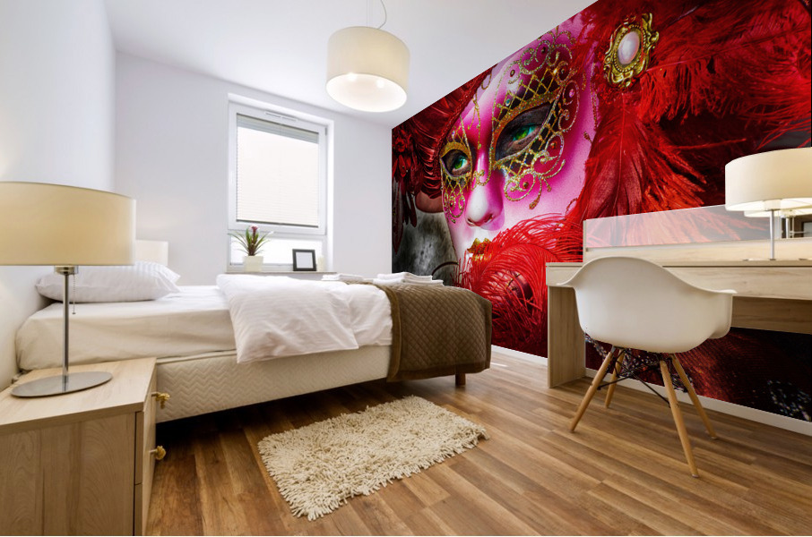 Green eyes and the mask Mural print