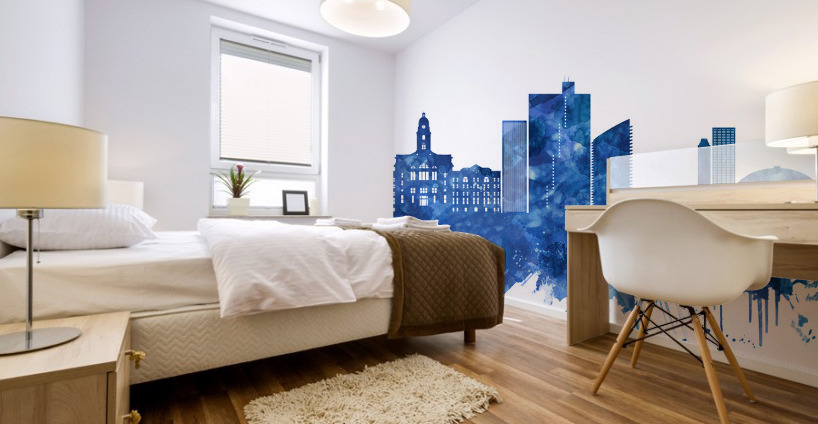 Fort Worth Texas Skyline Blue Mural print