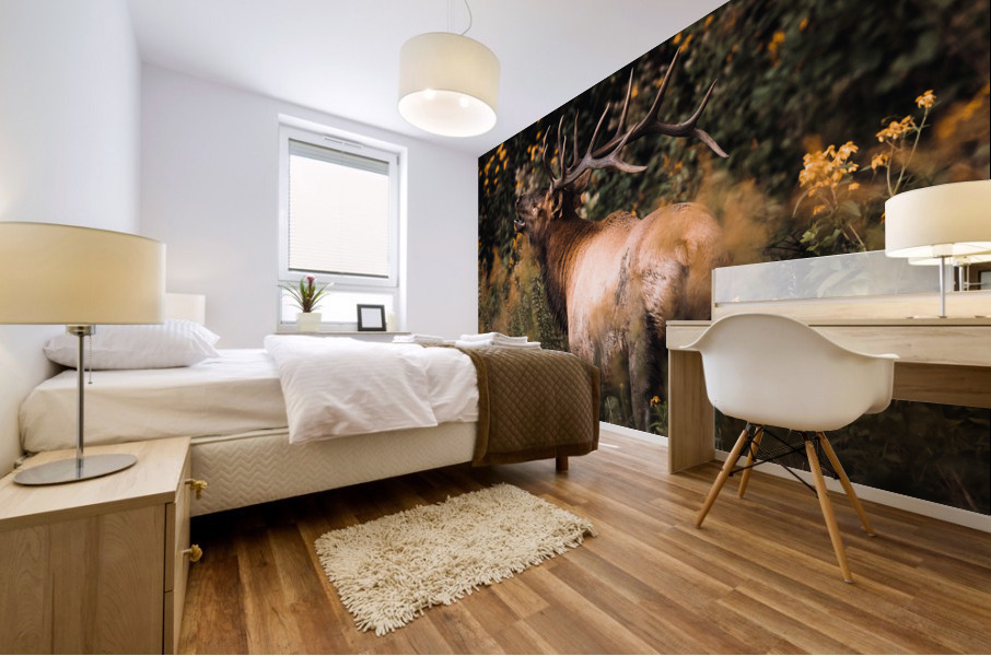 Adult Male Elk Dark and Moody Mural print