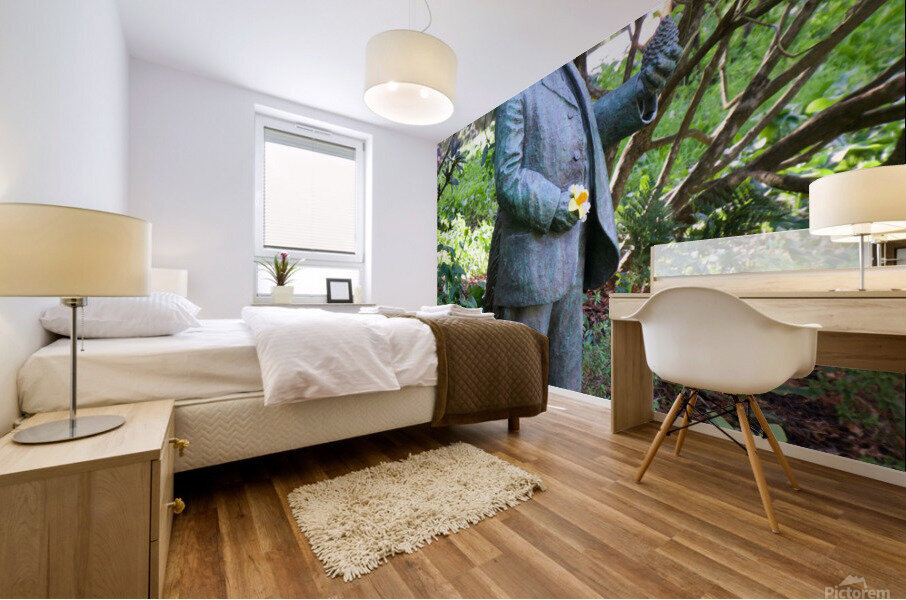 Statues wearing masks Mural print