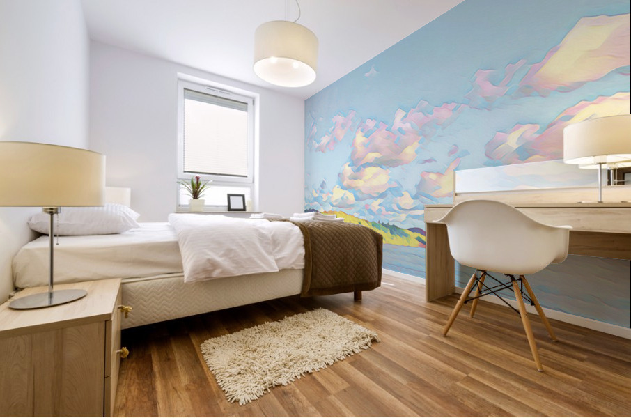 Yellow Island at sunset Mural print