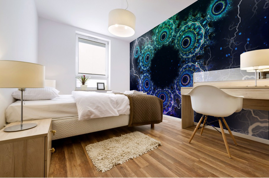 Electric  Psychedelic Snowflake Mural print