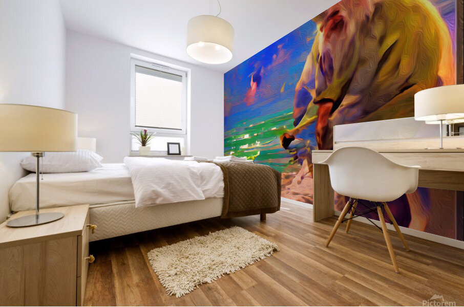 Older Neapolitan With Metal Detector Mural print