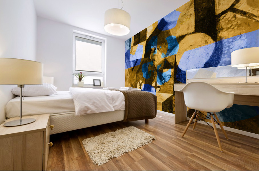 Blocks Blue and Yellow Mural print