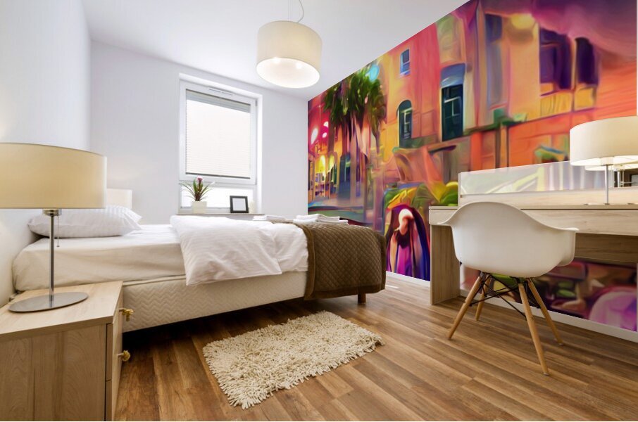 5th Avenue Evening Shoppers Mural print