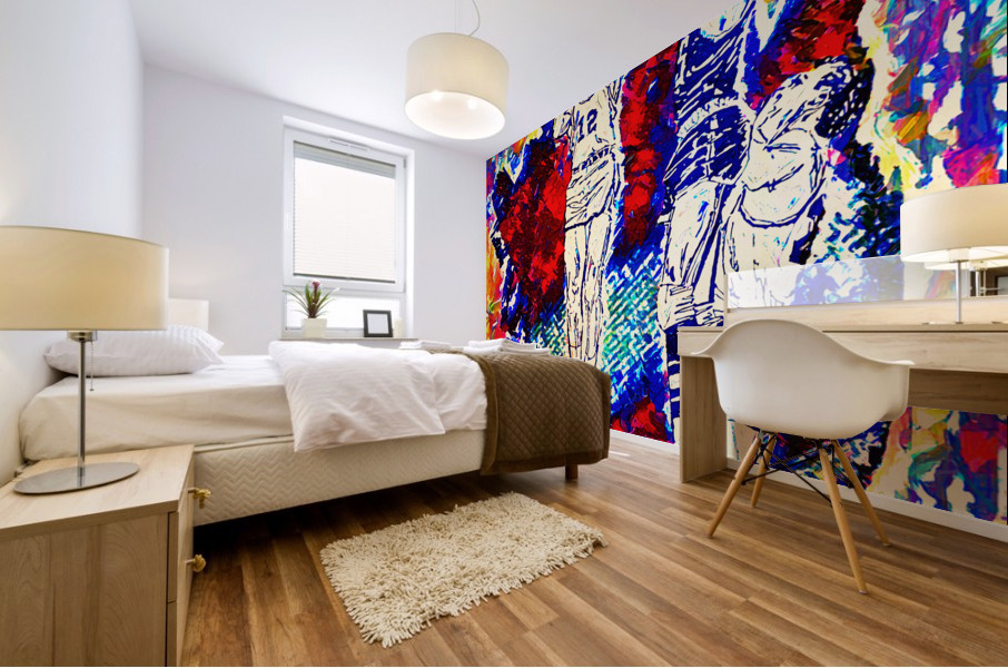 1973 Basketball Art Remix Mural print