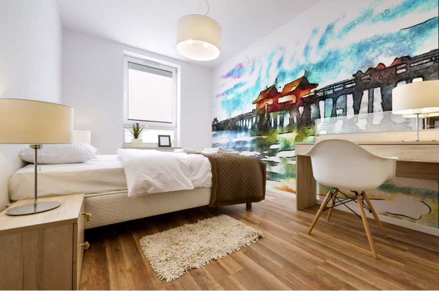 Naples Pier Watercolor View Mural print