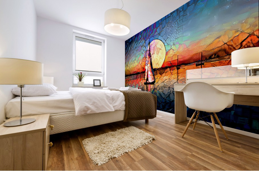 Lunar Sailboat Sailing Mural print