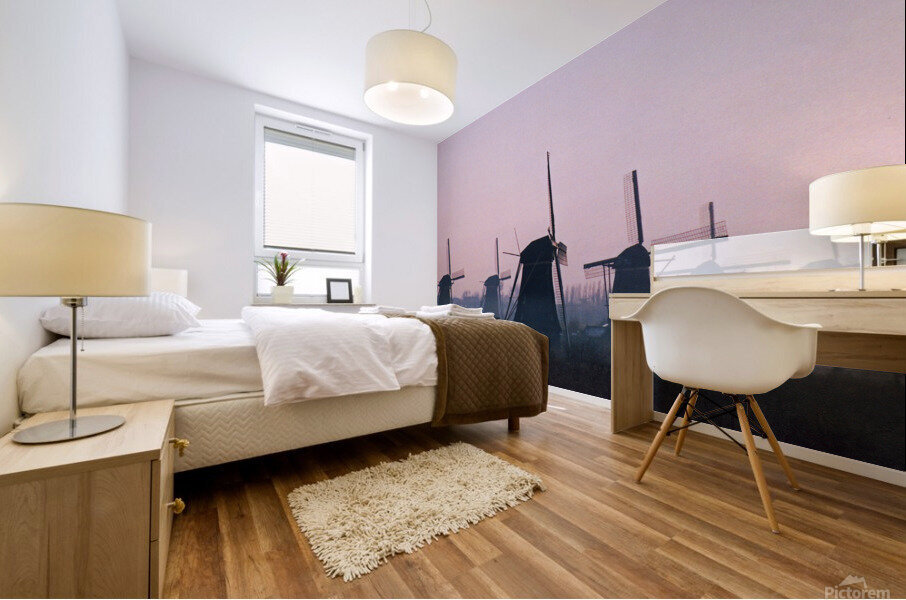 Kinderdijk in Morning Mural print