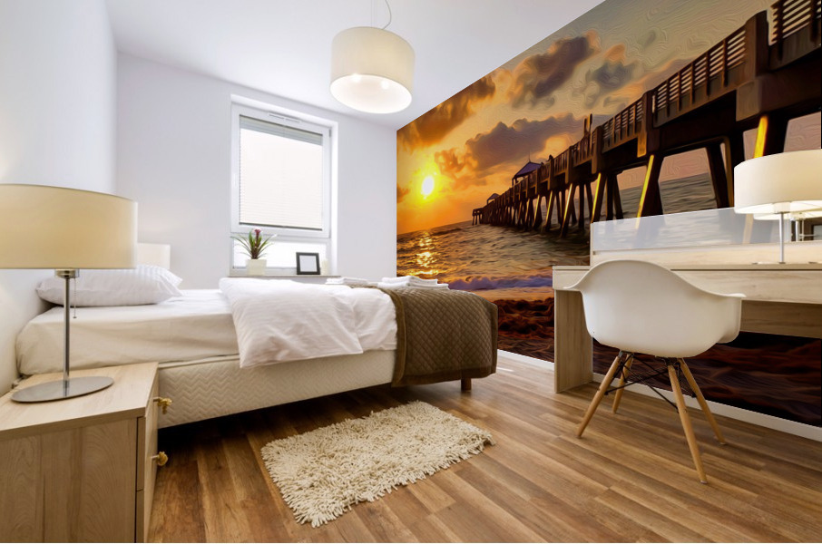 Naples Pier Sunset Clouds Mural print