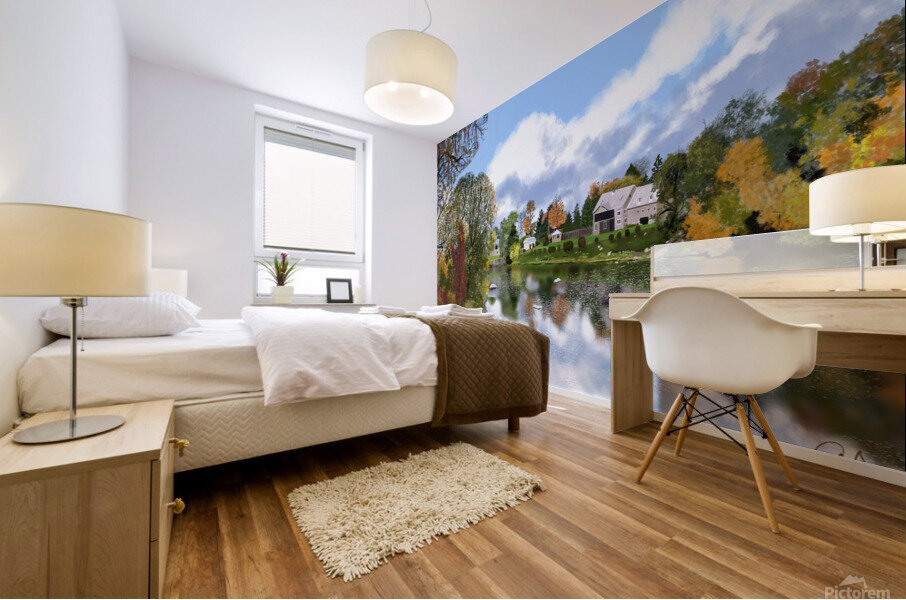 Reflets sur la riviere Mural print