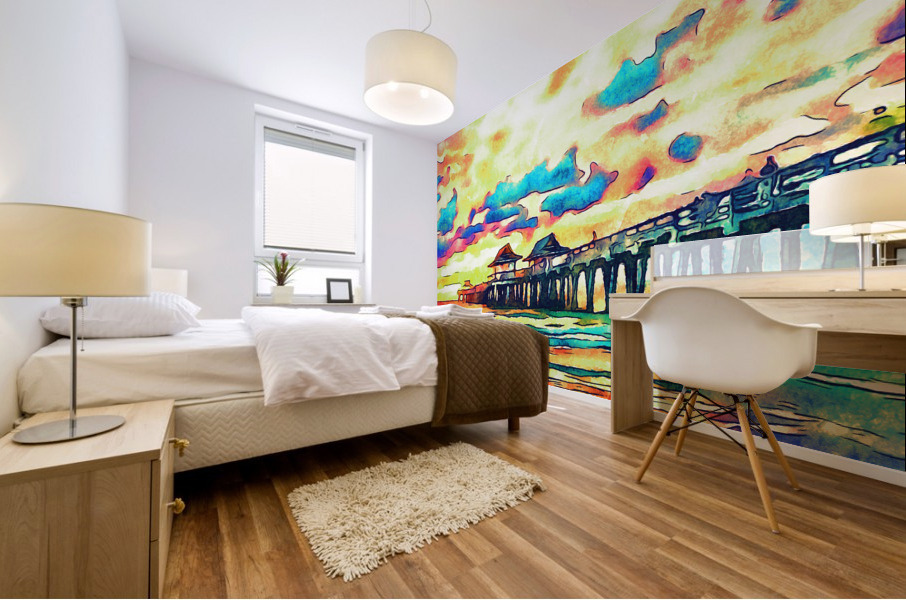 Naples Pier Colorama Water Color Style Mural print