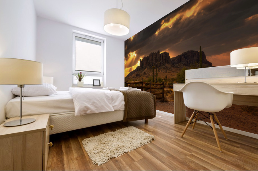 Golden Sunrise Superstition Mountian Mural print