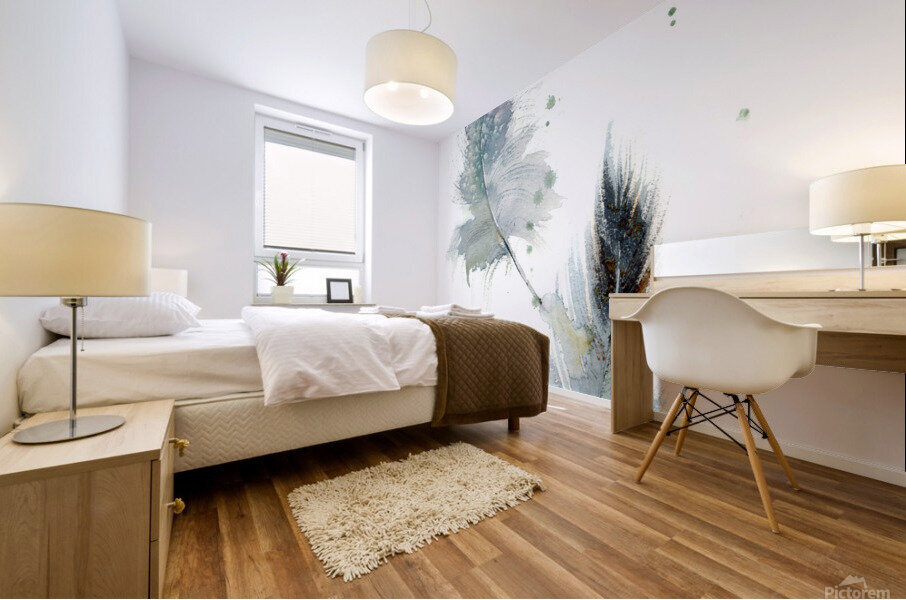 Gray feathers Mural print