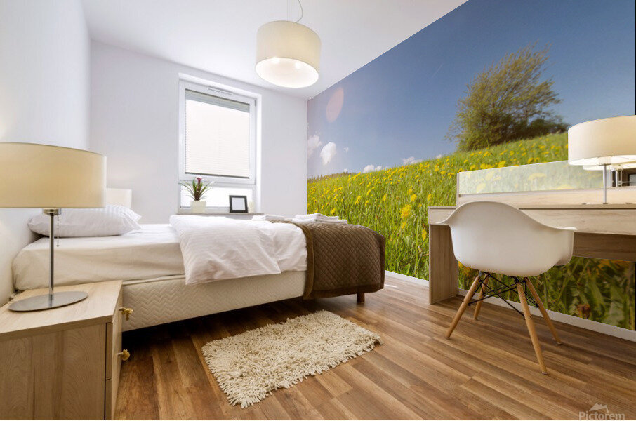 Flower Meadow with Lonely Tree Mural print
