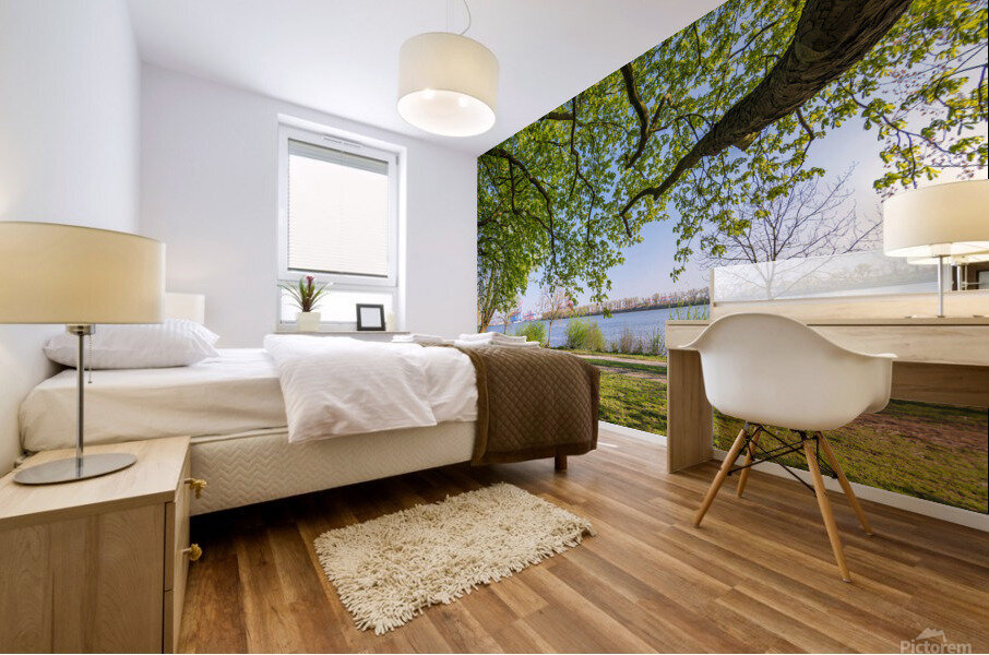 Trees at the Elbe River Mural print