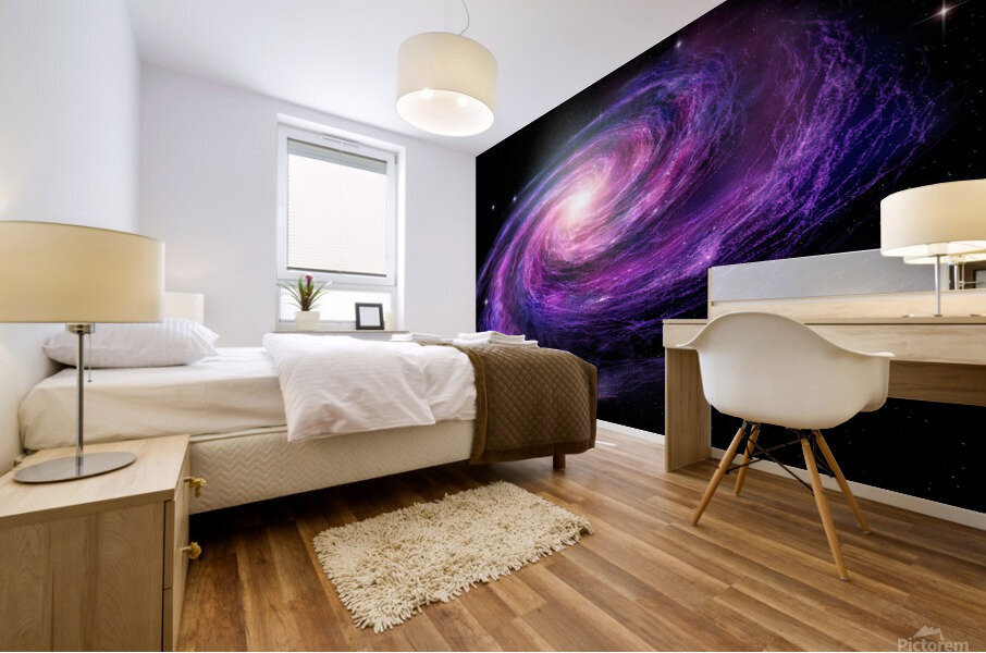 Spiral Galaxy in deep spcae 3D illustration Mural print
