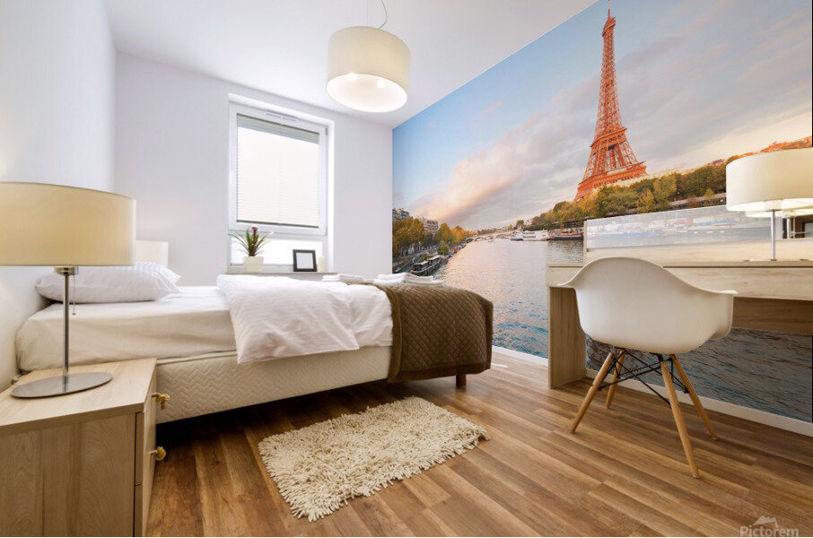 Orange Eiffel tower Mural print