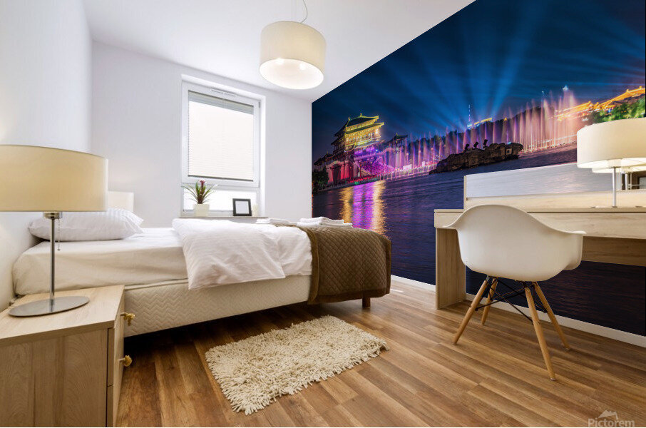 Xian Tang Paradise light show at night Mural print