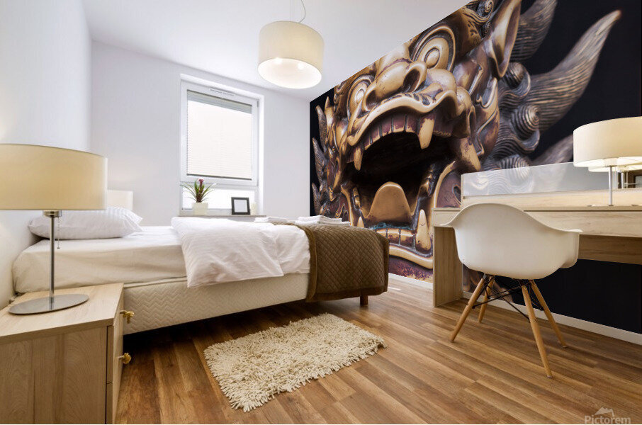 Dragon bronze statue in a chinese buddhist temple Mural print