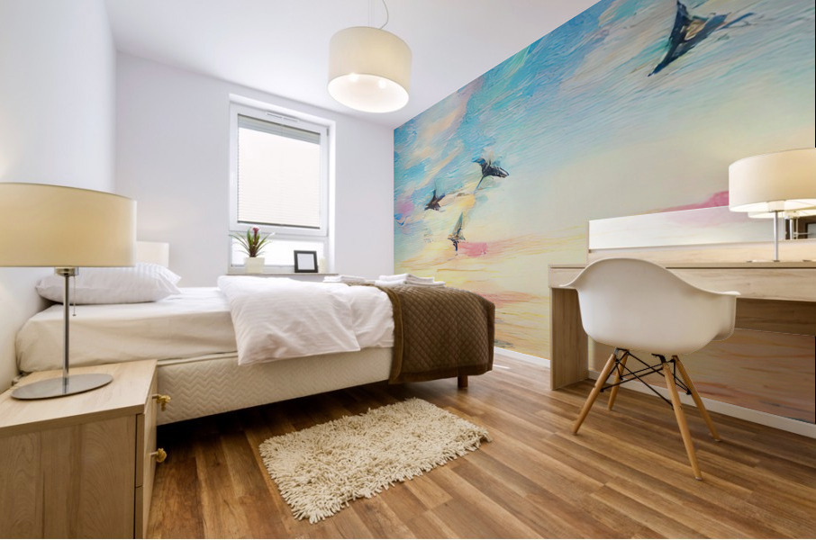 Pastel Frigates Over Gulf Waters Mural print