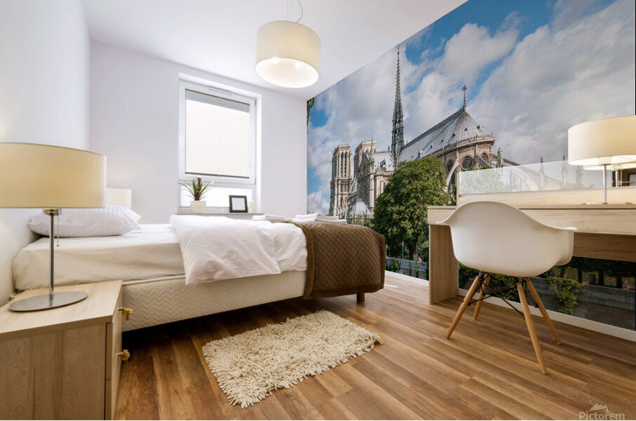 Notre Dame de Paris against blue sky Mural print