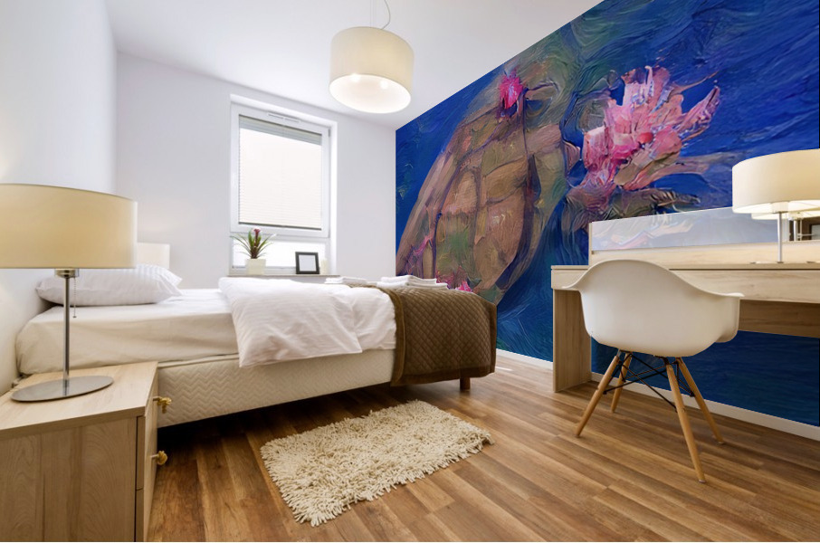 Turtle In Lotus Pond Mural print